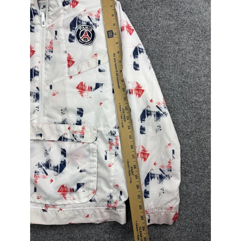 Paris Saint-Germain Jacket Kids XL White Red Blue Nike Hooded Soccer Windbreaker